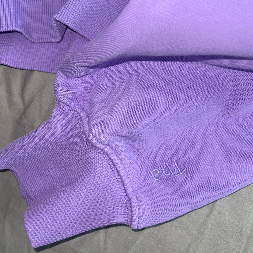 Aritiza tna cozy fleece perfect shrunken hoodie crop pullover petal purple - Picture 8 of 8